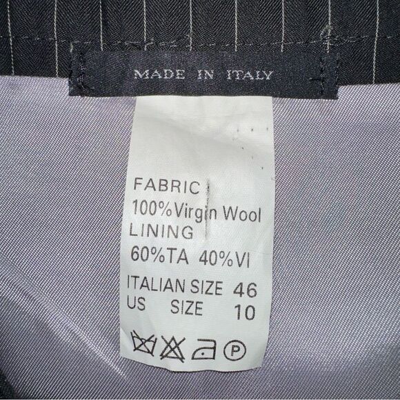 Patrizia Luca Women's Skirt Gray 10 Wool Pencil Pin Stripe Barami Wide Waist - Picture 6 of 8